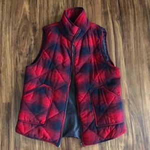 Red and navy plaid vest